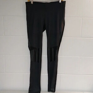 Angie Faux suede, leather & knit leggings